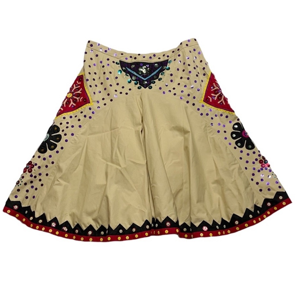 ⭐️ Moschino tan adorned colorful sequins patchy midi skirt women size 6 - Picture 1 of 16